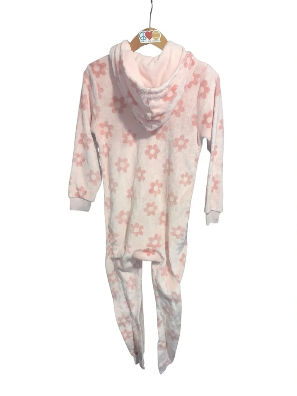 Children’s Place PJ Place Soft Plush Pink Daisy Girls One-Piece Hoodie Jumpsuit